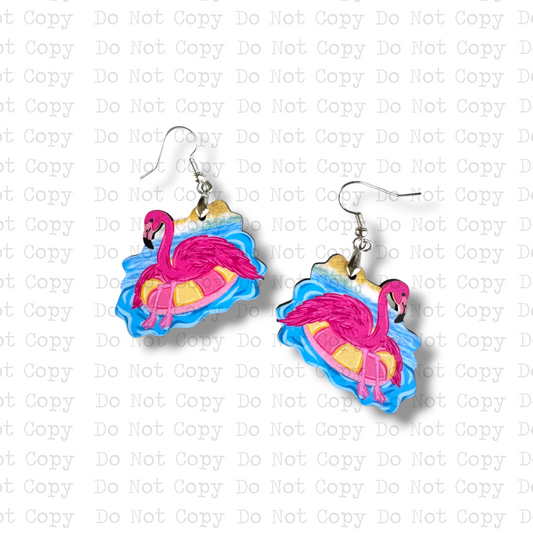 Go With The Flow Flamingo Float Earring Sublimation Blank Kit | TCC