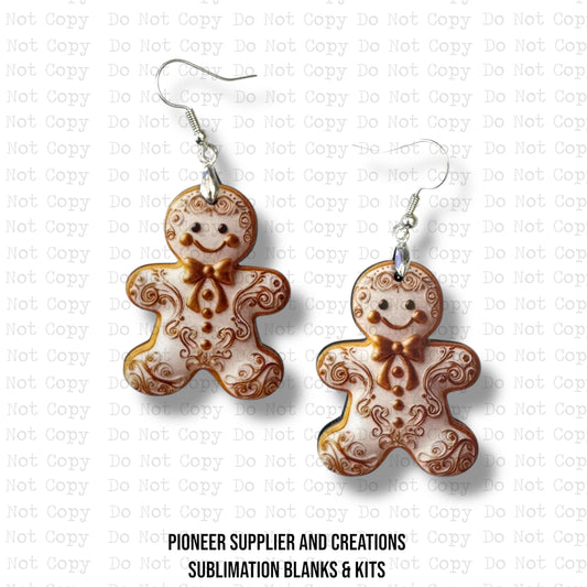 Gold and White Gingerbread Earring Sublimation Blank Kit