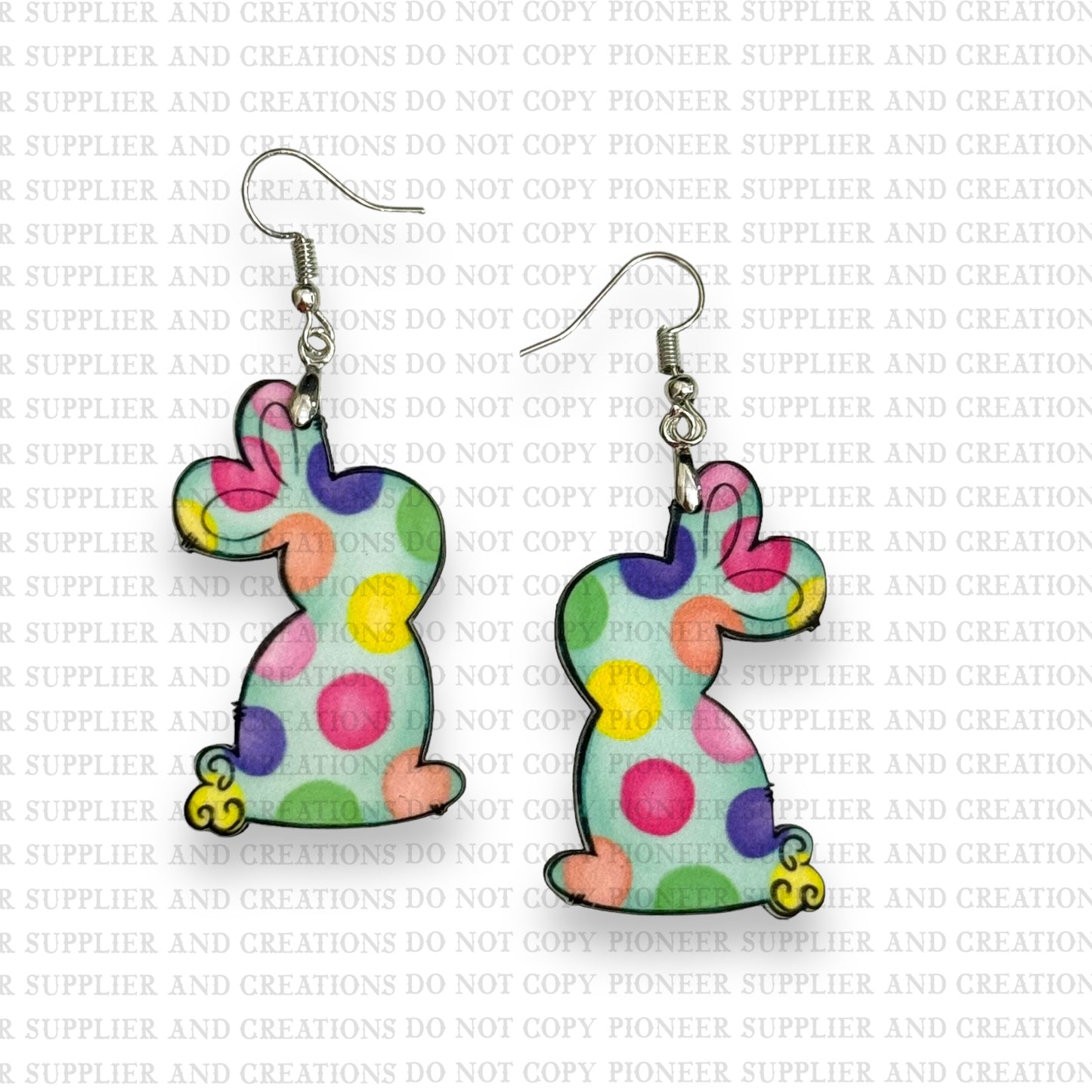 Colorful Polkadot Bunny Earring Sublimation Blanks | Exclusive Alicia Ray Art