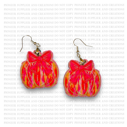 Pink and Orange Pumpkin Earring Sublimation Blanks | Exclusive Alicia Ray Art