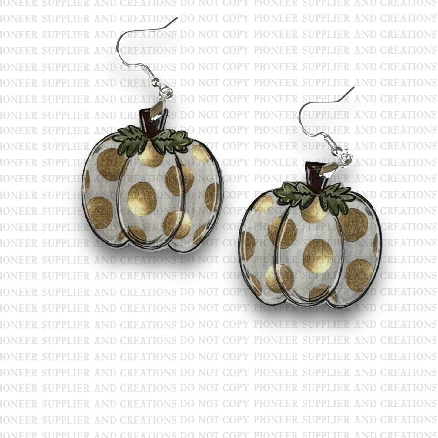 Golden Dot Pumpkin Shaped Earring Sublimation Blanks | Exclusive Alicia Ray Art