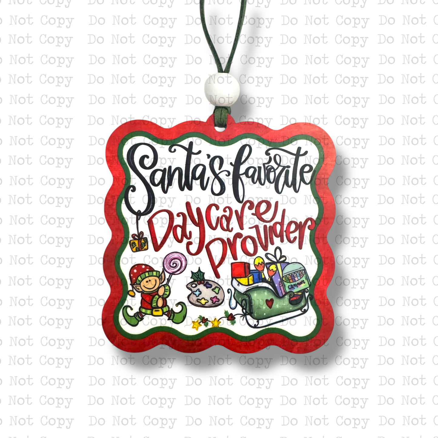 Santa's Favorite Daycare Provider Ornament Sublimation Blank | AAS