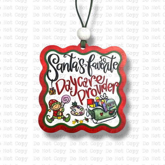 Santa's Favorite Daycare Provider Ornament Sublimation Blank