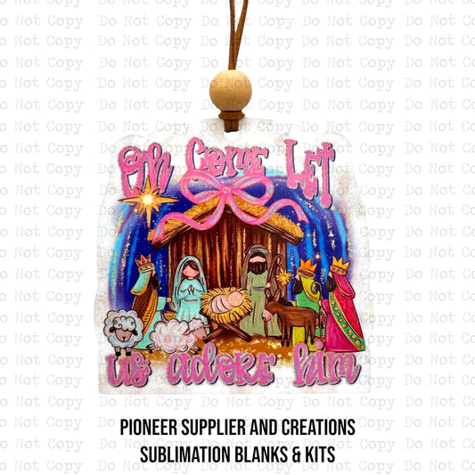 Adore Him Nativity Ornament Sublimation Blank