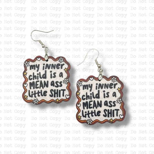 My Inner Child Is Mean Earring Sublimation Blank Kit | TRS