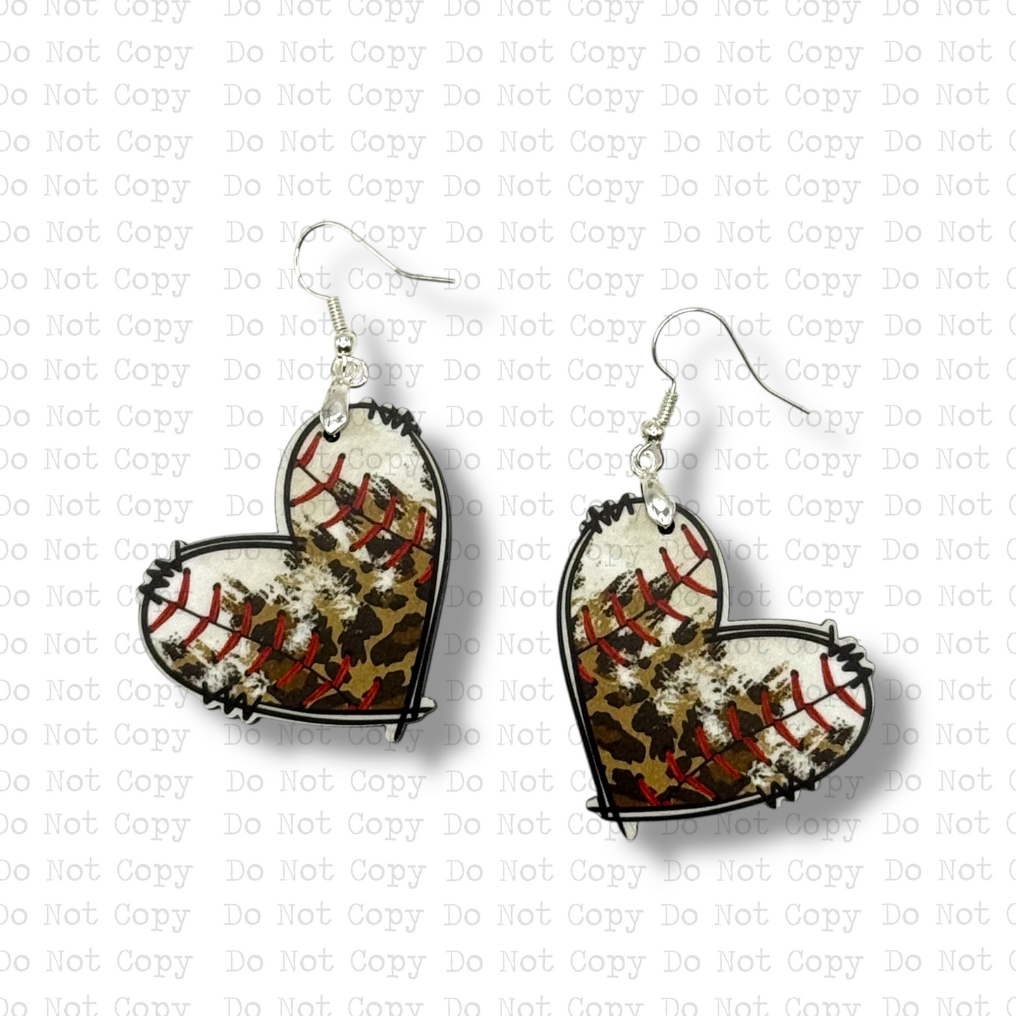 Baseball Leopard Heart Earring Sublimation Blank Kit