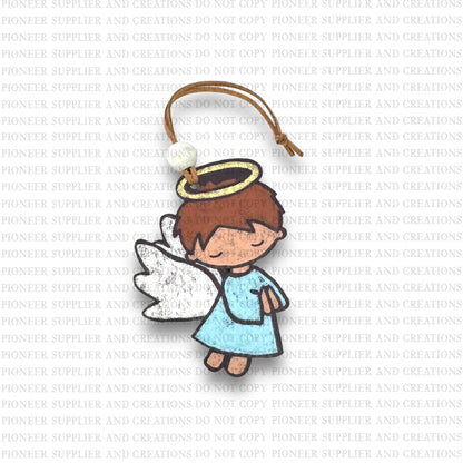 Angel Chalk Boy Ornament Sublimation Blank and Transfer | Exclusive