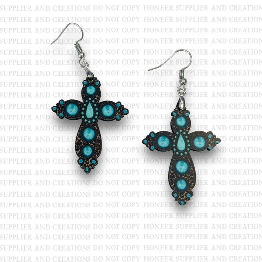 Gemstone Leopard Cross Earring Sublimation Blank Kit (w/ transfers and hardware) | Exclusive