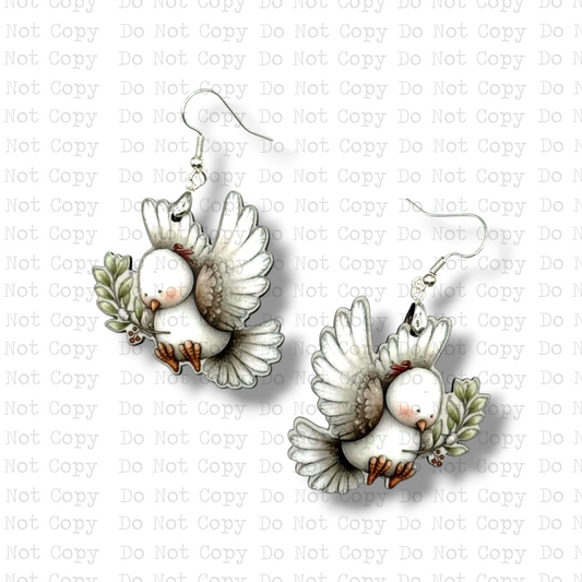 Christmas Dove Earring Sublimation Blank Kit