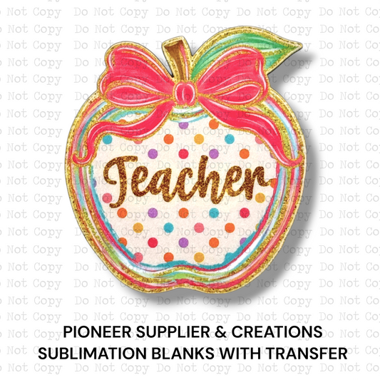 Teacher Polka Dot Apple Magnet Sublimation Blank Kit