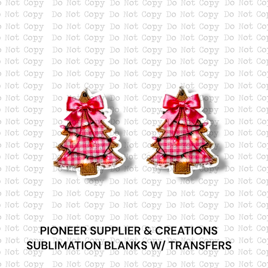 Burlap Pink Tree Earring Sublimation Blanks