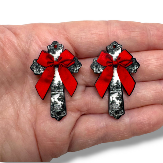 Chinoiserie Cross Earring Sublimation Blanks