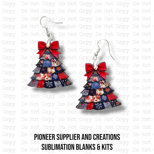 Denim Christmas Tree Earring Sublimation Blank Kit