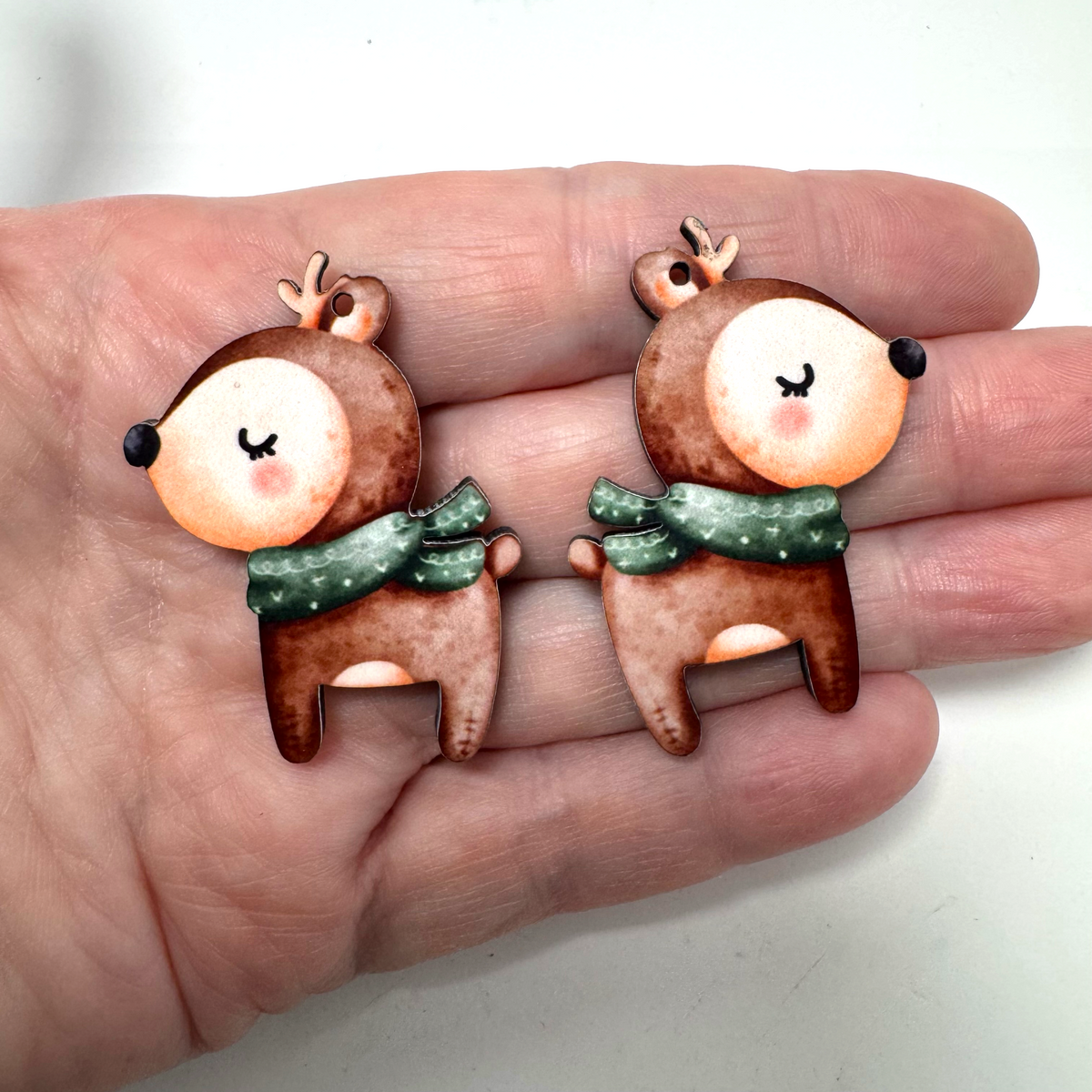 Green Scarf Deer Earring Sublimation Blanks | CA