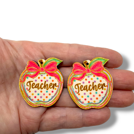 Teacher Polka Dot Apple Earring Sublimation Blanks