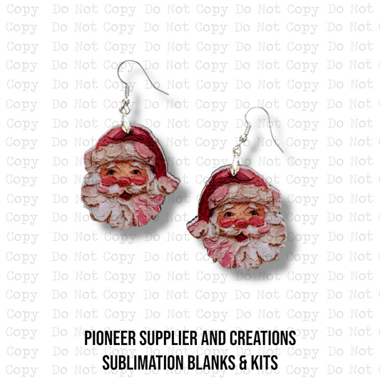 Hand Painted Santa Earring Sublimation Blank Kit