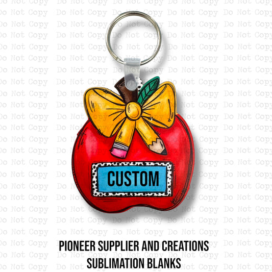Apple Bow Name Plate Keychain Sublimation Blank Kit | Exclusive Alicia Ray