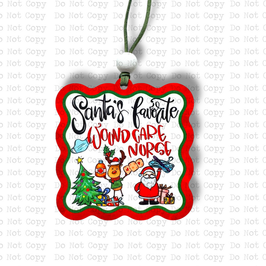 Santa's Favorite Wound Care Nurse Ornament Sublimation Blank