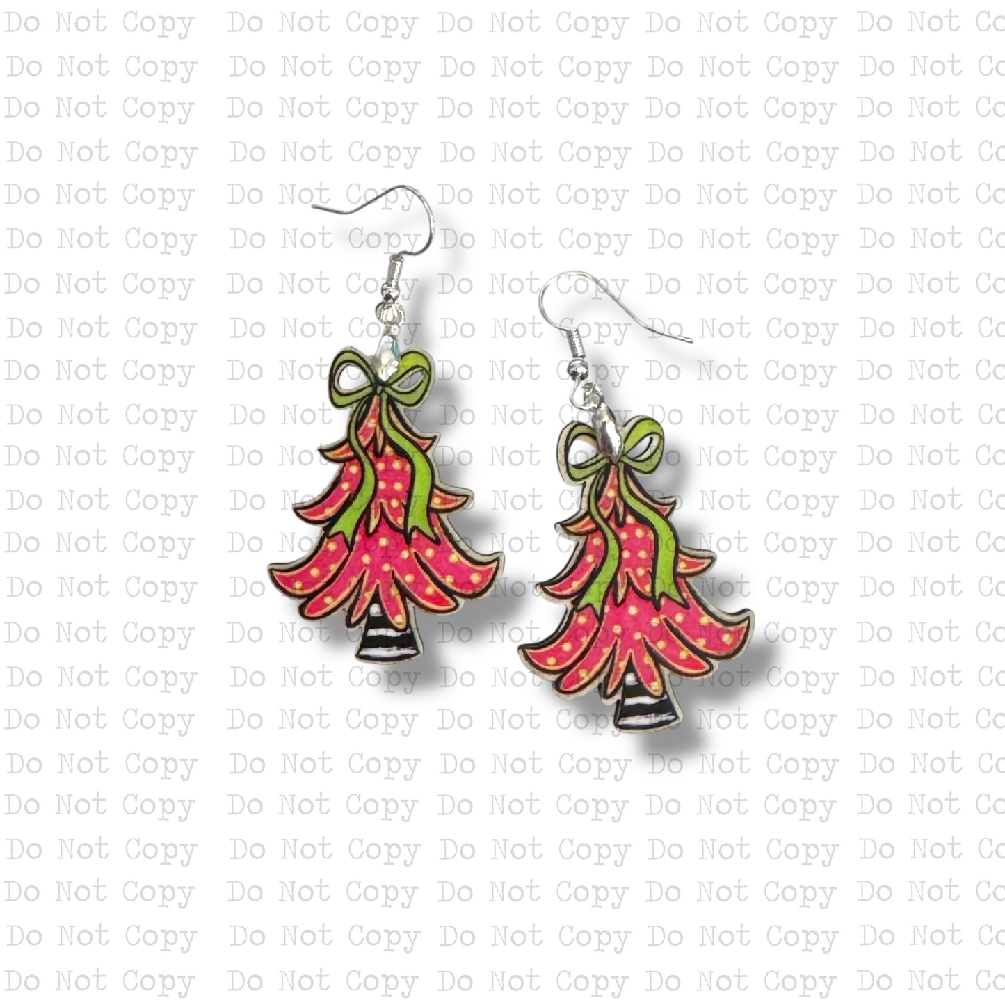 Hot Pink Christmas Tree Earring Sublimation Blank Kit