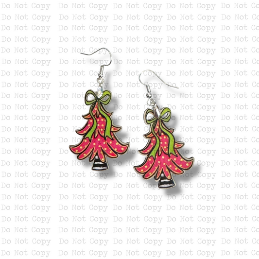 Hot Pink Christmas Tree Earring Sublimation Blank Kit