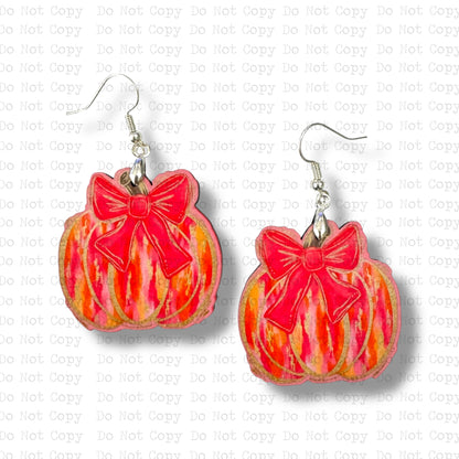 Pink and Orange Pumpkin Earring Sublimation Blanks