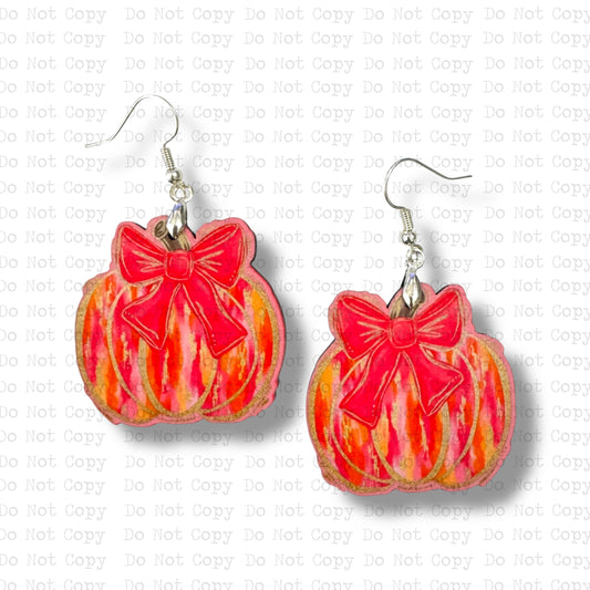 Pink and Orange Pumpkin Earring Sublimation Blanks | ARA