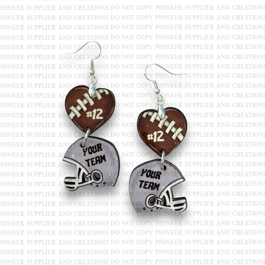 Football Heart Earring Sublimation Blanks | Tina Braddock