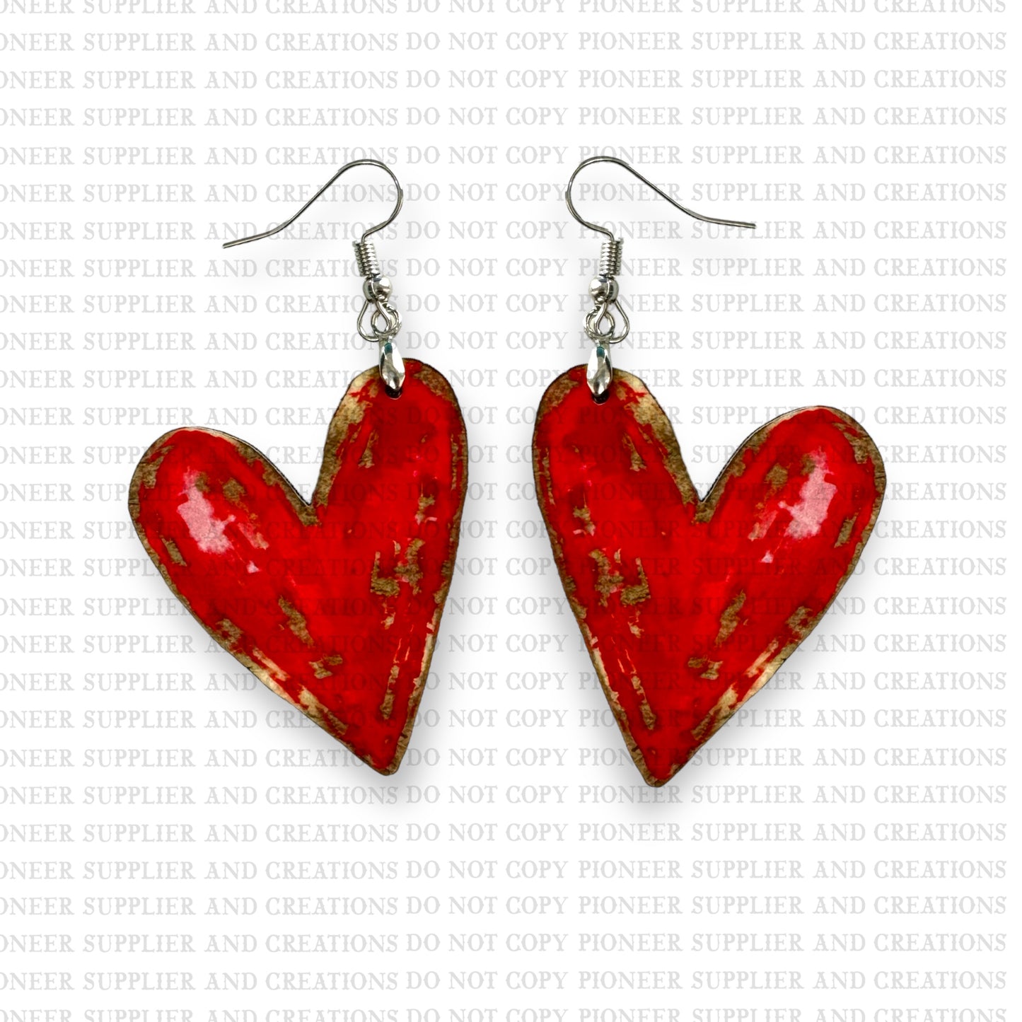 Red Gold Foil Heart Earring Sublimation Blanks | Exclusive Alicia Ray Art