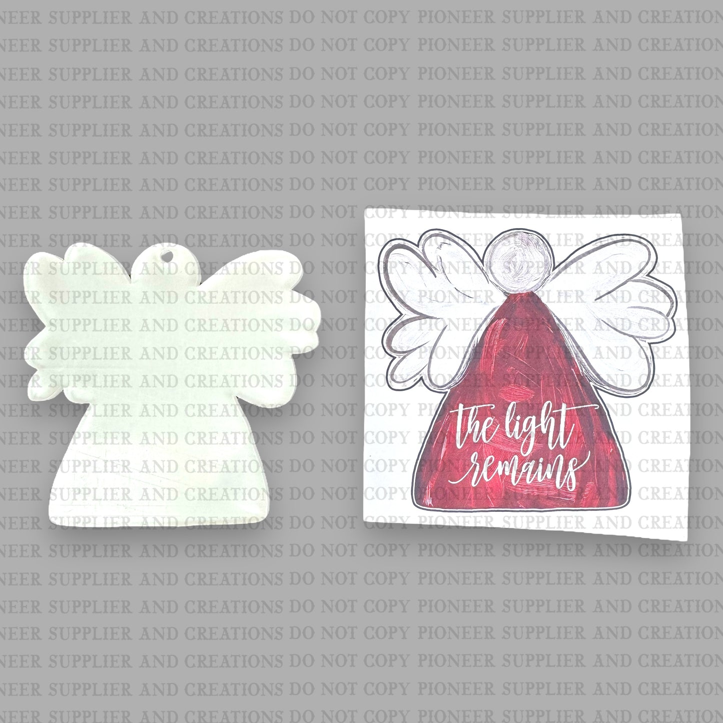 The Light Remains Red Angel Ornament Sublimation Blank with TRANSFER| Acrylic Exclusive