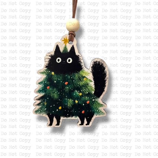 Christmas Tree Cat Ornament Sublimation Blank