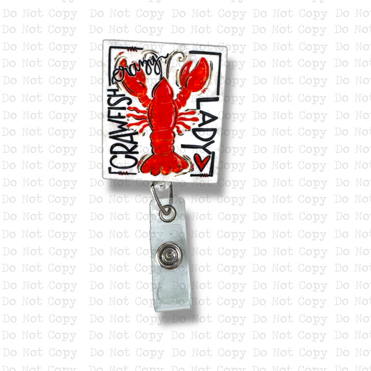Crazy Crawfish Lady Badge Button Sublimation Blank | Set of 2