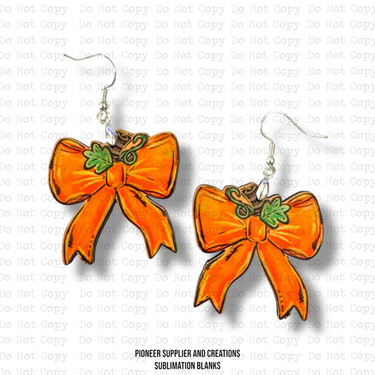 Pumpkin Bow Earring Sublimation Blanks | Exclusive Alicia Ray Art