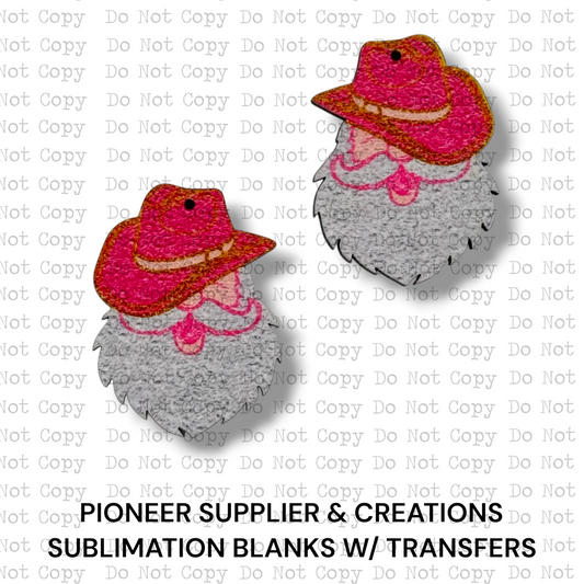 Western Pink Hat Santa Earring Sublimation Blanks| HD&M
