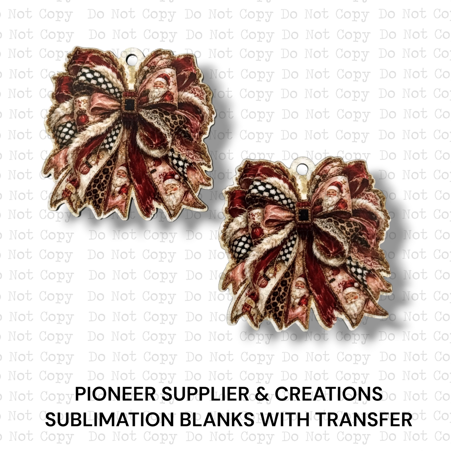 Santa Christmas Bow Mini Ornaments Sublimation Blank | Set of 2
