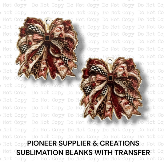 Santa Christmas Bow Mini Ornaments Sublimation Blank | Set of 2