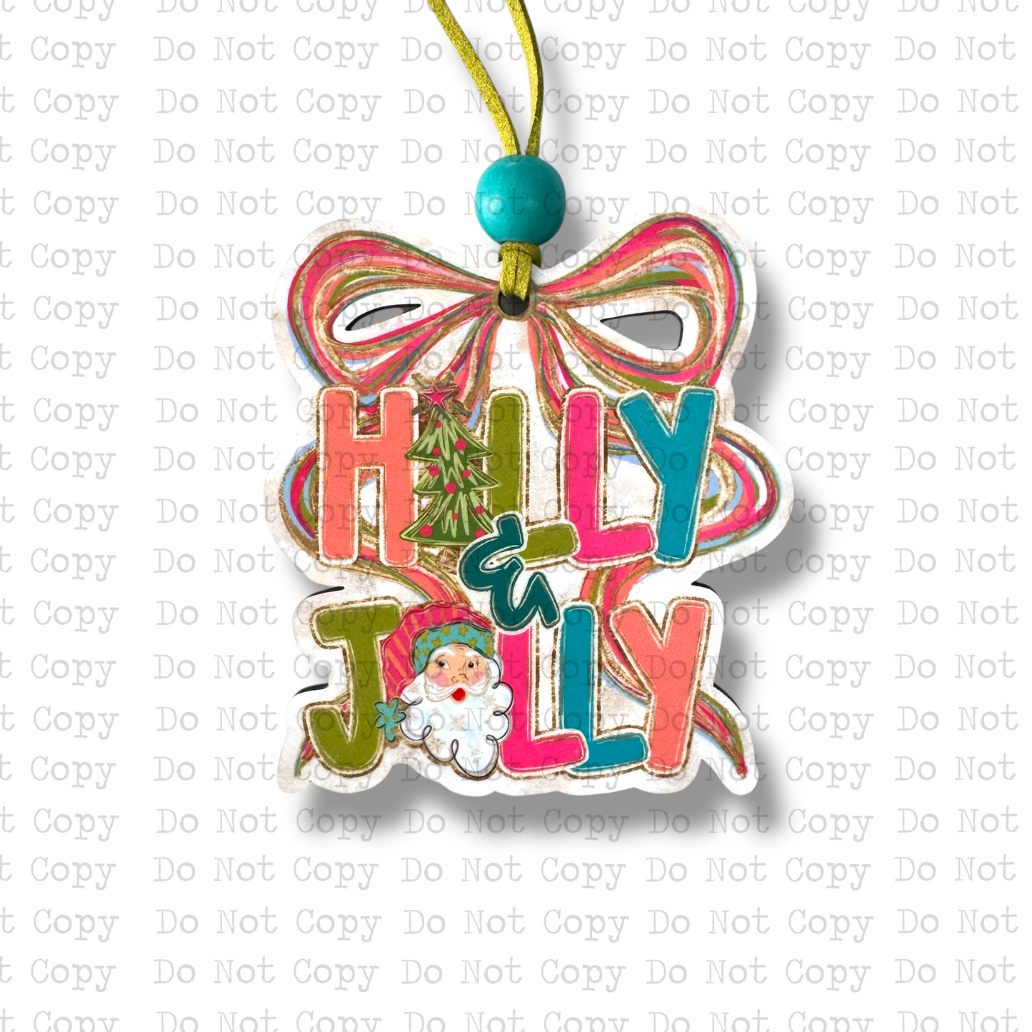 Jolly Santa Bow Ornament Sublimation Blank