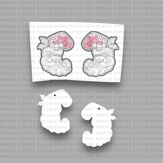 Santas Mouse Friend Earring Sublimation Blank Kit | TAE