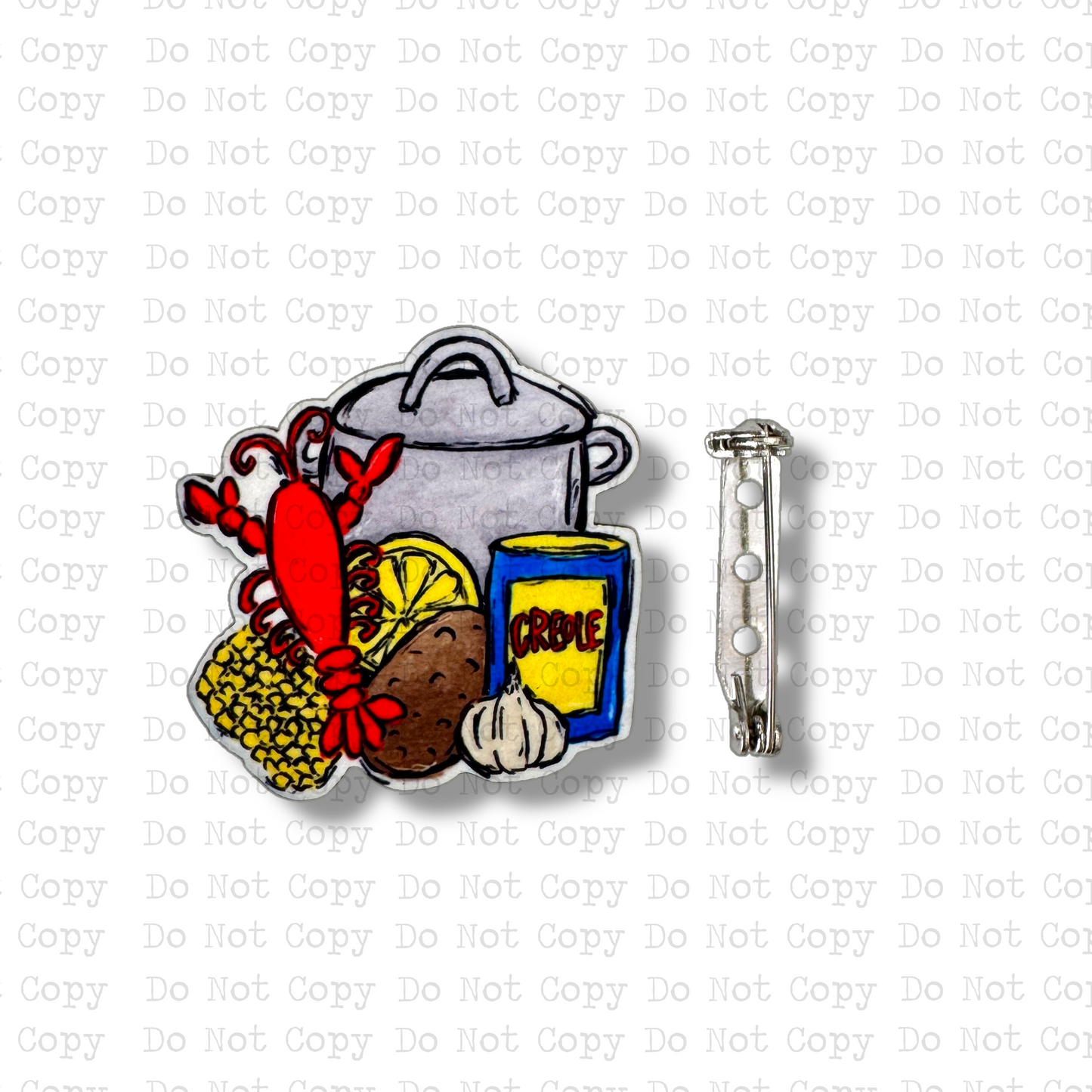 Crawfish Boil Lapel Pin Sublimation Blank Kit | Set of 2