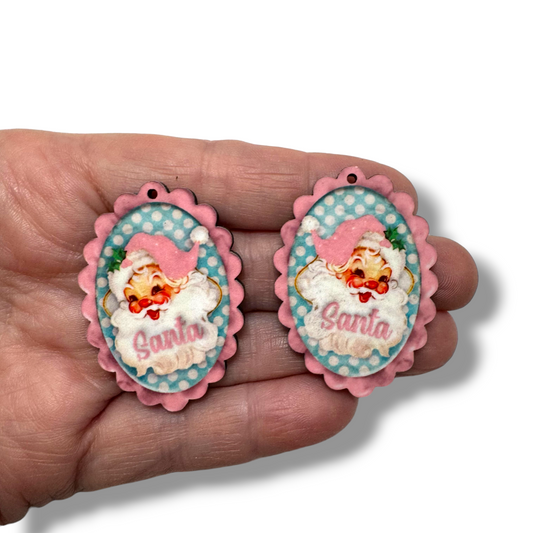 Retro Santa Scalloped Earring Sublimation Blanks
