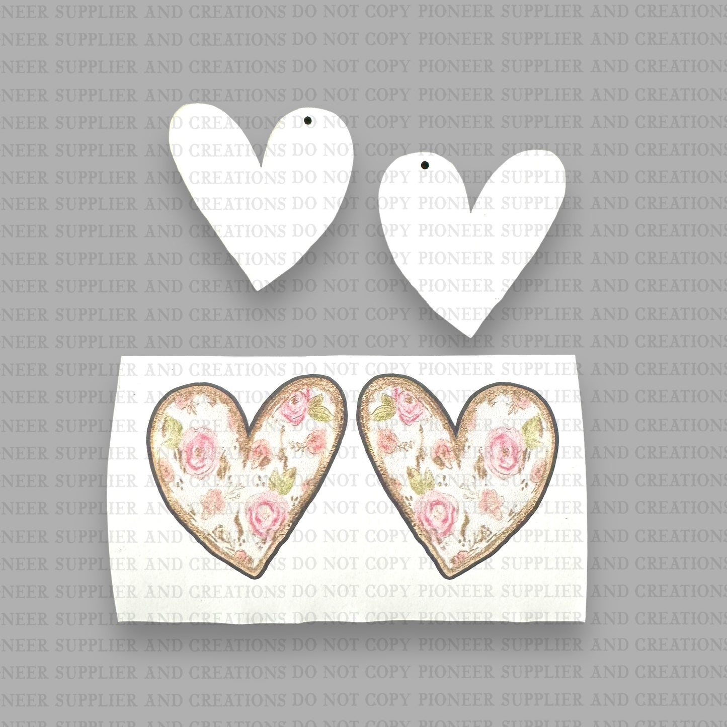 Golden Floral Heart Earring Sublimation Blanks | Exclusive Alicia Ray Art