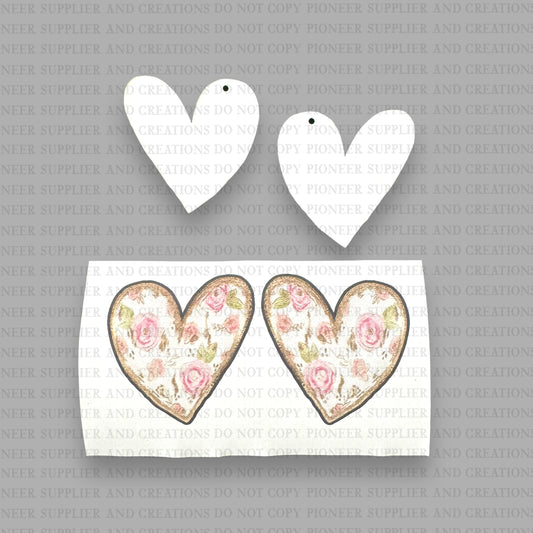 Golden Floral Heart Earring Sublimation Blanks | ARA