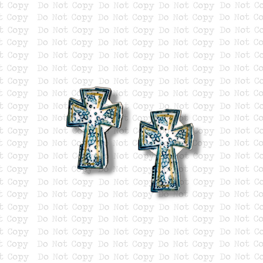 STUD Blue and White Cross Sublimation Blanks Kit | 4 PAIR