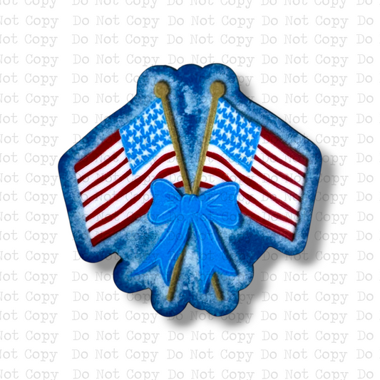 Flags Bow Badge Button Sublimation Blank | Set of 2 TCC