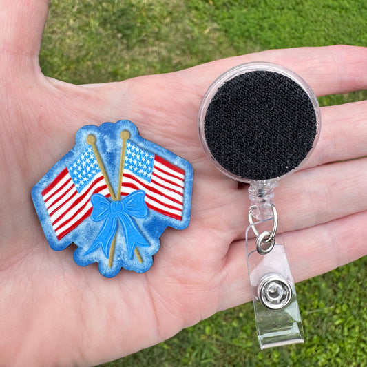 Flags Bow Badge Button Sublimation Blank | Set of 2 TCC
