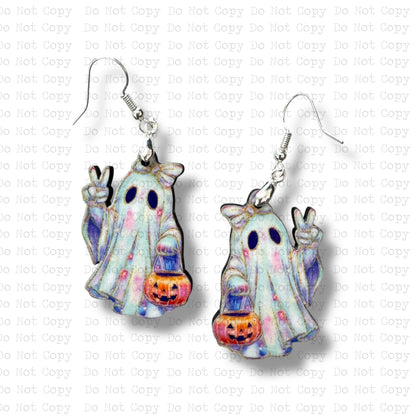 Neon Peace Ghost Earring Sublimation Blank Kit
