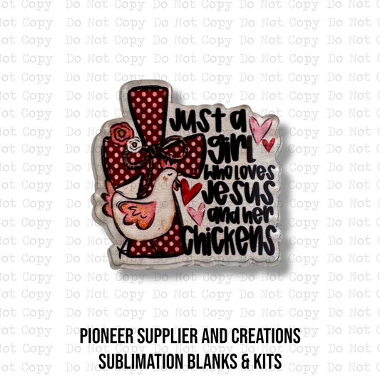 Jesus and Chickens Lapel Pin Sublimation Blank Kit