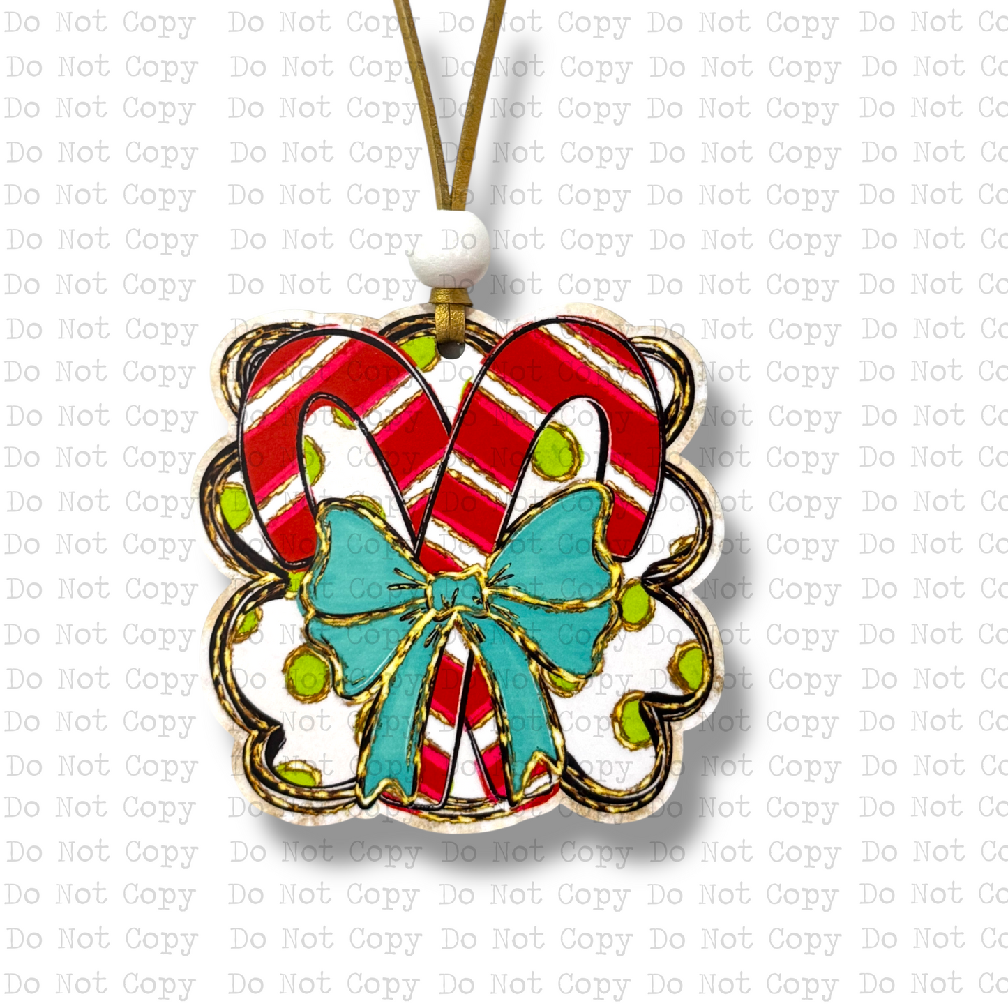 Candy Canes Bow Ornament Sublimation Blank