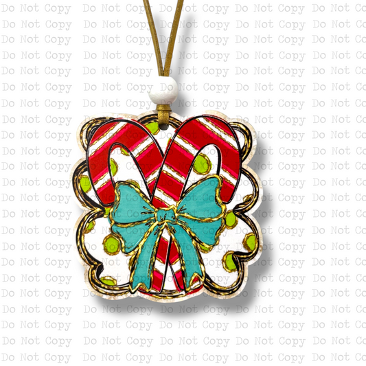 Candy Canes Bow Ornament Sublimation Blank