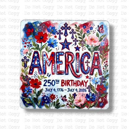 America 250 Years Badge Button Sublimation Blank | Set of 2