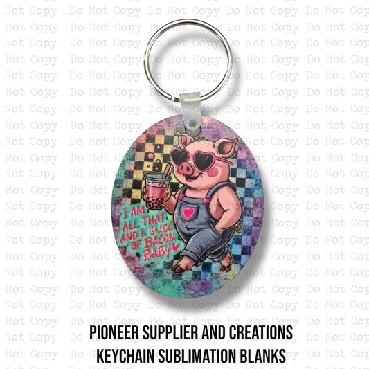 Pig Snarky Animal Keychain Sublimation Blank Kit